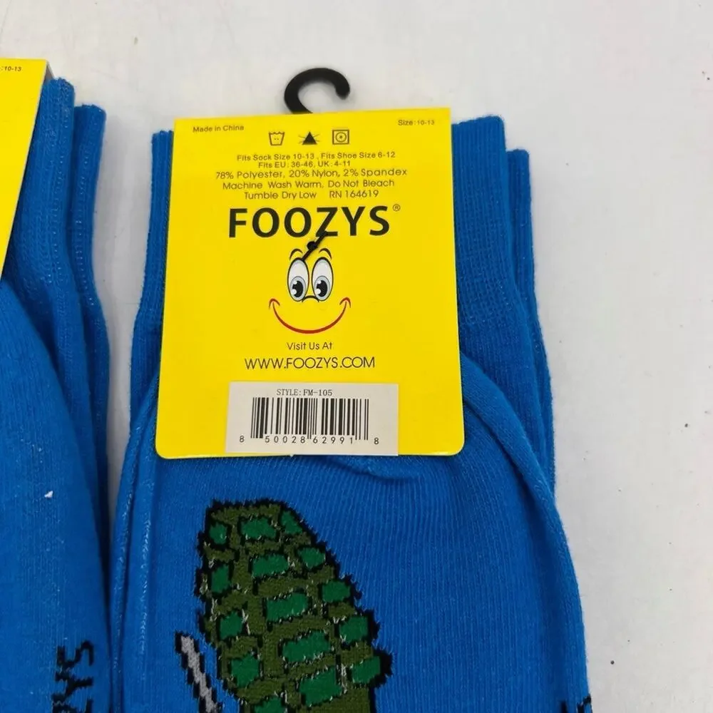 Foozys Socks Mens 6-12 Black Blue Stretch Crew Breathable Military Grenade Theme